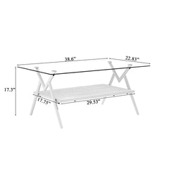 Coffee Table and End tables Set of 3, Tempered Glass Table with MDF layer, Modern Tables for Living Room , Transparent Glass