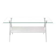 Coffee Table and End tables Set of 3, Tempered Glass Table with MDF layer, Modern Tables for Living Room , Transparent Glass