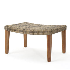 HAMPTON WOOD + WICKER OTTOMAN