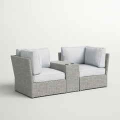 Fully Assembled 2-Person Wicker Patio Sofa Seating Group with Cushions