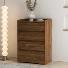 4 Drawer Dresser, Chest of Drawers Without Handle,Dresser for Bedroom 100% Waterproof, Modern Wooden Cabinet with Sturdy Frame for Living Room, Entryway, Bedroom, Hallway, Office