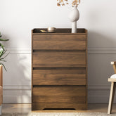 4 Drawer Dresser, Chest of Drawers Without Handle,Dresser for Bedroom 100% Waterproof, Modern Wooden Cabinet with Sturdy Frame for Living Room, Entryway, Bedroom, Hallway, Office