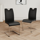 Modern Dining Chairs with Faux Leather Padded Seat Dining Living Room Chairs Upholstered Chair with Chrome Metal Legs Design for Kitchen, Living, Bedroom, Dining Room Side Chairs Set of 2