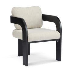 2-Pack Dining Chairs with Pillow Back, Beige Fabric, Black Solid Wood Frame