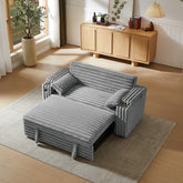 Light Grey Corduroy Sofa Bed with Pull Out Bed