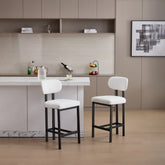 Bar Stools Set of 2, 26 inch Modern Upholstered Fabric Counter Height Barstools, Kitchen Island Chairs with Black Metal Legs for Dining Room/Kitchen Island/Bar