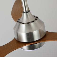 52" Ceiling Fan with Lights Quiet DC Motor 3 ABS Blade Ceiling Fans 6 Speed Levels,Reversible Ceiling Fan, for Patio Living Room, Bedroom, Office,Indoor.(Stain nickel + Walnut )