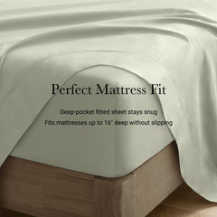 5 Pieces Split King Sateen Sheet Set,Sage