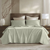 5 Pieces Split King Sateen Sheet Set,Sage