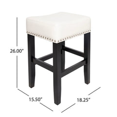 26-inch Backless Ivory Leather Counter Stool (Set of 2)