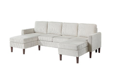 3-Piece Corduroy Sectional Set in Beige