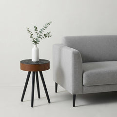 15.7-inch Round Side Table, Ideal Small Drink Table for Compact Spaces, Modern Accent Nightstand with Solid Wood Legs, Suitable for Living Room, Bedroom, Corner, and Office (Brown + Black)