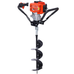 Post Hole Digger, 43cc Post Hole Digger, Gas Powered Earth Digger with 6&8" and absorber,Earth Auger Drill Bit, 30 inch Long Alloy Steel Auger, for Farmland, Garden and Plant, EPA Certification
