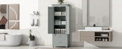 Tall Storage Cabinet with Two Drawers for Bathroom/Office, Grey