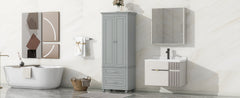 Tall Storage Cabinet with Two Drawers for Bathroom/Office, Grey