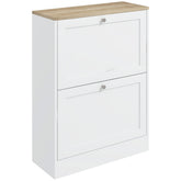 HOMCOM Slim Shoe Cabinet for Entryway, Modern Hidden Shoe Storage Cabinet with 2 Flip Drawers and Adjustable Shelves for 12 Pairs of Shoes, White