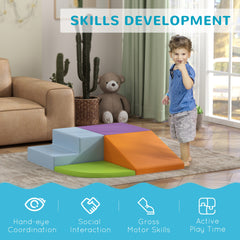 Qaba Foam Play Set for Toddlers and Children, Easy-to-clean 4 Piece Soft Indoor Climber & Safe Kids Climbing Set for Crawling or Sliding, Assorted