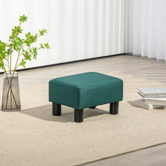 HOMCOM Ottoman Foot Rest, Small Foot Stool with Linen Fabric Upholstery and Plastic Legs, Cube Ottoman for Living Room, Green