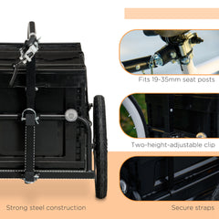 Aosom Bike Cargo Trailer, Bicycle Trailer Wagon Cart with Removable Storage Box, Quick Release 16" Wheels and Safe Reflectors, No Bottom
