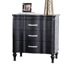 1pc Nightstand Exquisite Bedroom Black Solidwood Turned Wood Legs Bedside Table Furniture Curved Front Panels