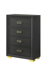 Glamorous 1pc Modern Glam Style 4-Drawer Chest Dark Gray Gold Finish Gold-colored Hardware Bedroom Furniture