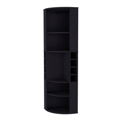 Wenge 5 Large Shelves Corner Bar Cabinet