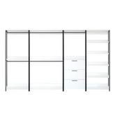 Fiona 143 in. W White Freestanding 4 Tower System 8 -Shelf Walk in Wood Closet System with Metal Frame