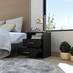 2-Drawer 1-Shelf Rectangle Nightstand Wenge