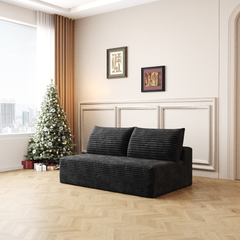Cloud Sectional Couch,Modern Modular Sofa with Deep Seat, Upholstered Couches for Living Room Bedroom,No Assembly Required,Black(Plush Corduroy Fabric)