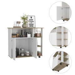 Benton 4-Shelf Kitchen Island Light Oak and White