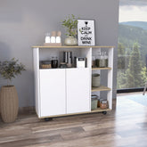Benton 4-Shelf Kitchen Island Light Oak and White