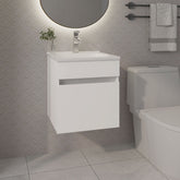 White Bathroom Floating Vanity with Sink and 1 Door
