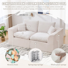 UNITED WE WIN Modular Sectional Sofa Cloud Couch,Comfy Cloud Modern Sofa,2 Seater with Cushion Covers Removable Furniture for Living Room Bedroom Apartments Dorms,No Assembly Required