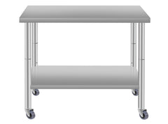 36''*24'' Commercial Work Table for Restaurant and Home Stainless Steel Kitchen Prep Table with Under Shelf and wheels