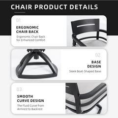 Outdoor Patio Aluminum Swivel Rocker 2PCS with Outdoor-grade Sunbrella Fabric Cushions, Ember Black