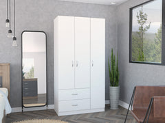 Three Door Armoire Clark, Bedroom, White