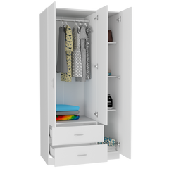 Three Door Armoire Clark, Bedroom, White