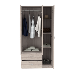 Three Door Armoire Clark, Bedroom, Light Gray
