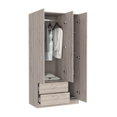 Three Door Armoire Clark, Bedroom, Light Gray