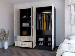 Armoire Ron, Bedroom, Black / Light Gray