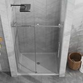 Goodyo 48"x72" Frameless Sliding Shower Door Combo w/ 48"x32" White Acrylic Shower Base, 1/4" (6mm) Tempered Glass Door, Stainless Steel Hardware, Chrome