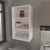 White Wall Cabinet with Open Storage