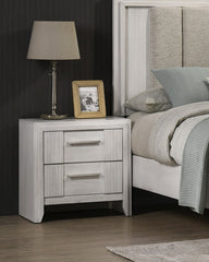 1pc Contemporary 2-Drawer Nightstand Mist White Finish Wooden Furniture