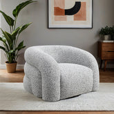 Contemporary Style 1pc Swivel Chair Curve Back Tight Seat 360-Degree Swivel Chair High Density Foam Gray Finish Primary living Room