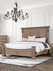 Formal Traditional Look Weathered Oak 1pc Eastern King Size Bed Panel Headboard Solidwood Carved Details Bedroom Furniture