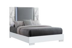 MOON WHITE MARBLE QUEEN BED W/LED