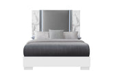 MOON WHITE MARBLE QUEEN BED W/LED