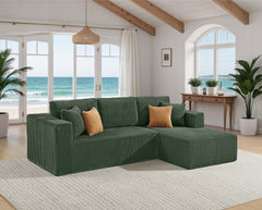 Full Compressed Corduroy Upholstered Sectional - No Assembly Needed