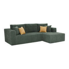 Full Compressed Corduroy Upholstered Sectional - No Assembly Needed