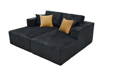 Full Compressed Corduroy Upholstered Double Chaises Loveseat - No Assembly Needed